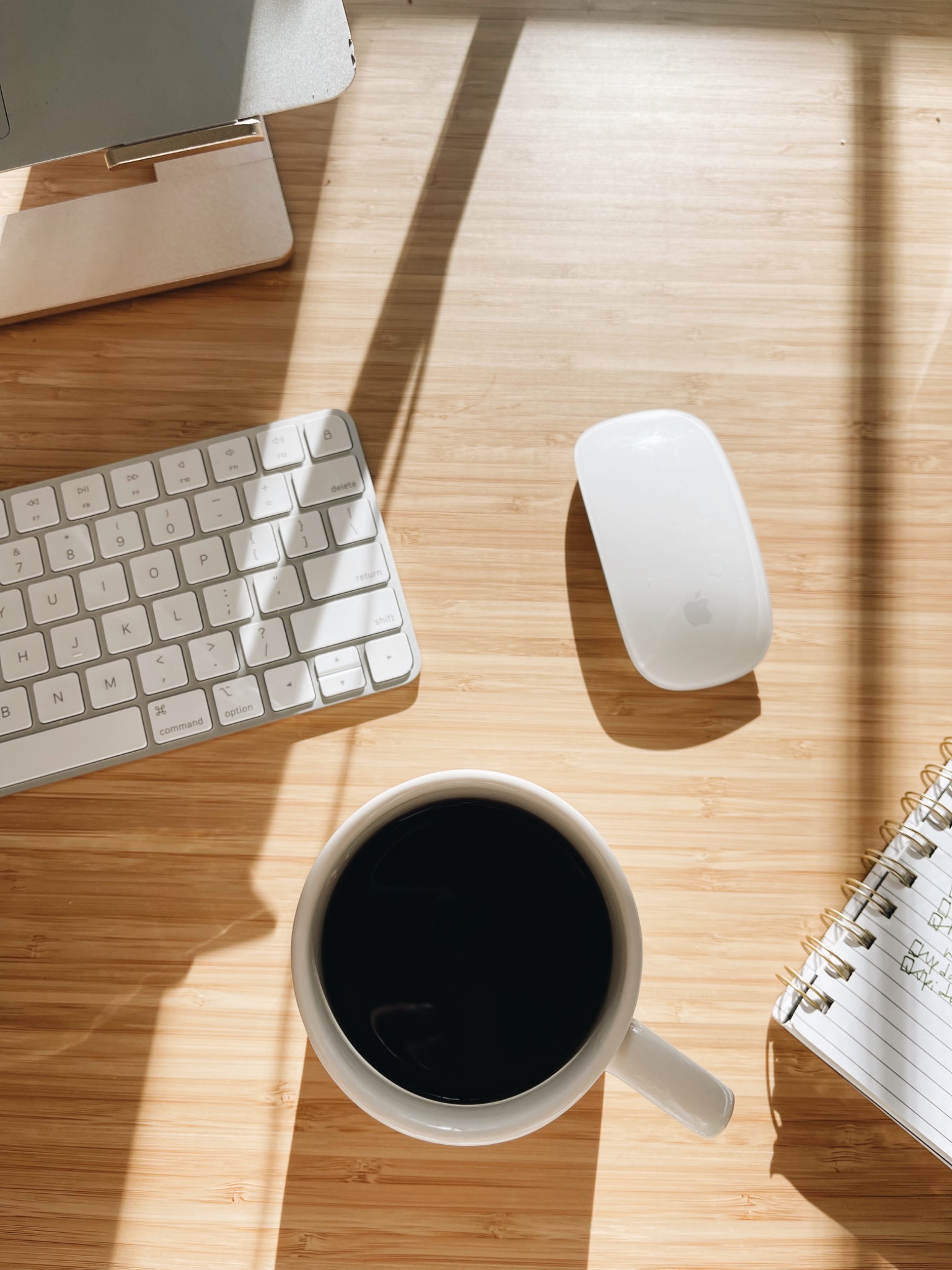 Weekly planner and coffee