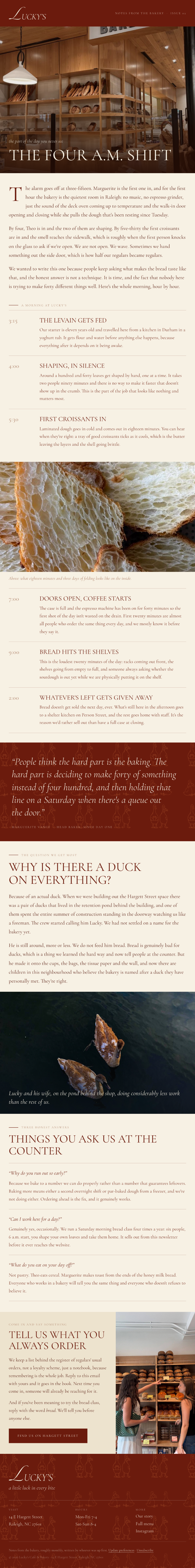 Lucky’s Inside The Bakery email newsletter