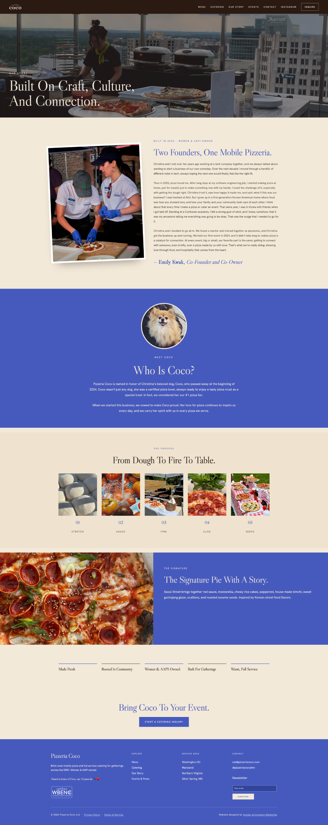 Pizzeria Coco Our Story page
