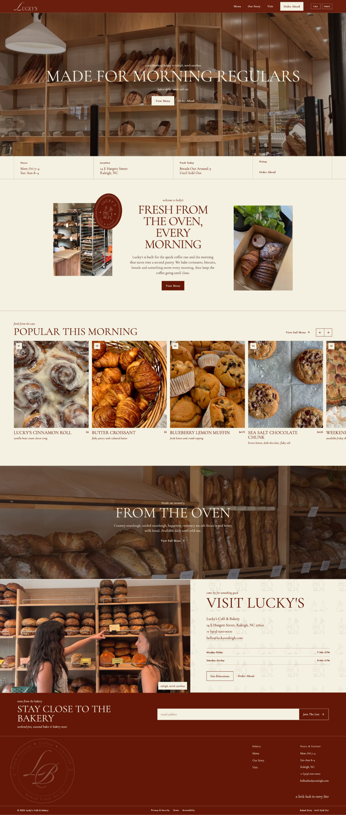Lucky’s Café and Bakery homepage