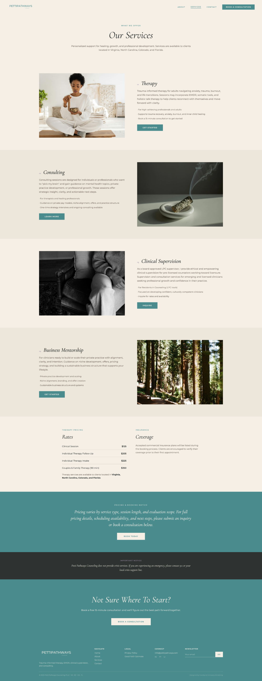 Petti Pathways Services page