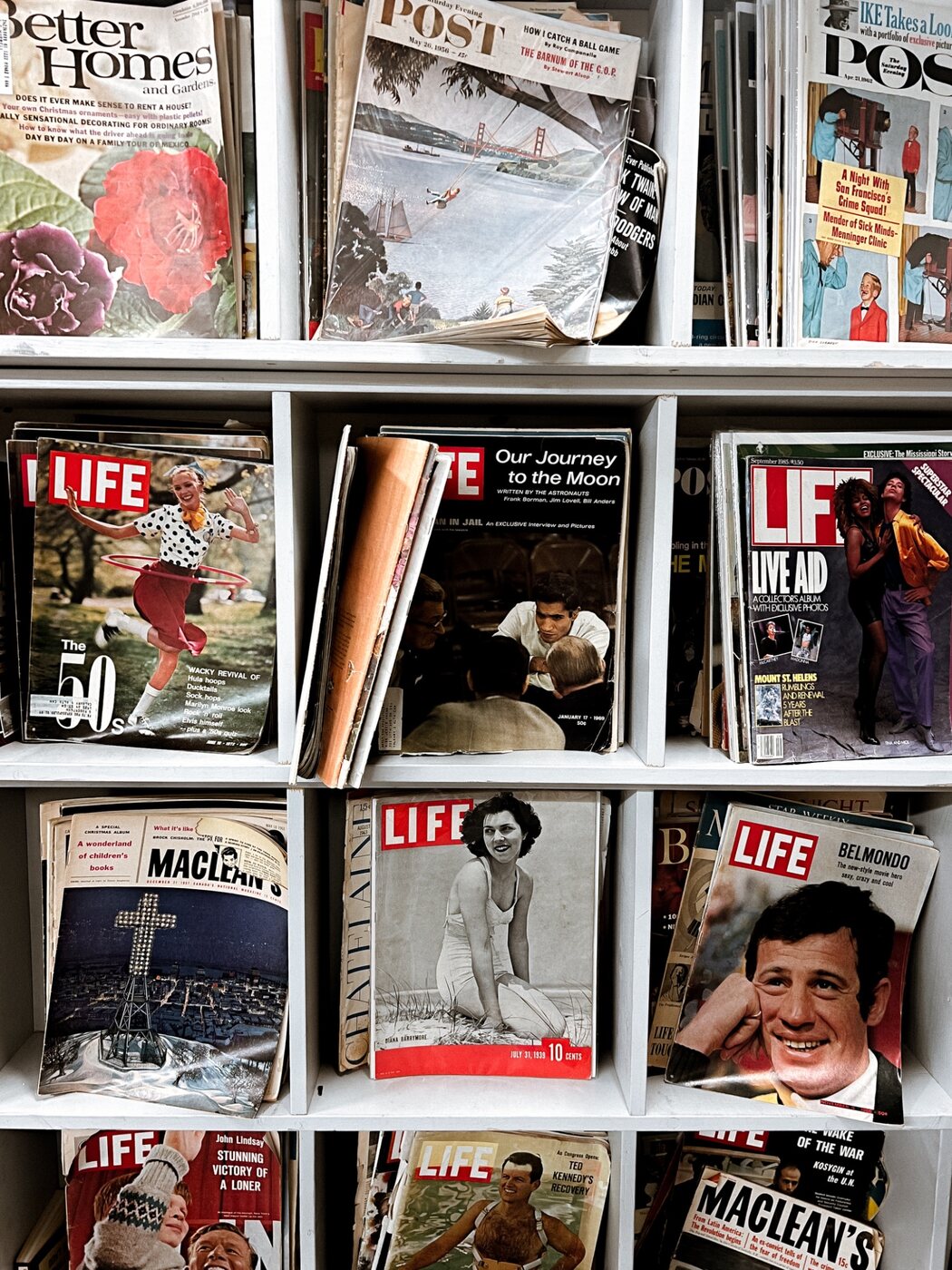 Editorial magazines arranged on a studio surface